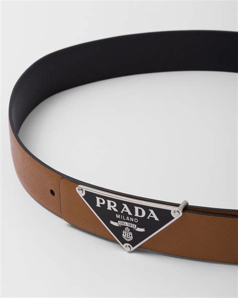 prada tabacco belt|Tobacco/black Reversible Saffiano Leather Belt Strap .